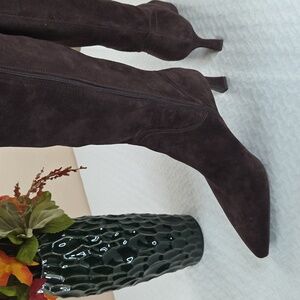 Naturalizer Womans 12W Deesha Mahogany Brown Suede Calf Knee High TRENDING